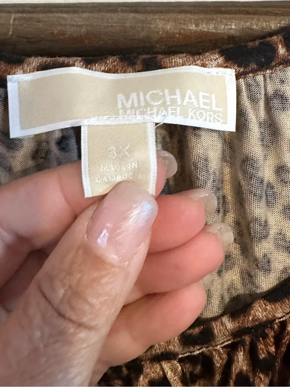 Michael Kors Leopard Print Scoop Neck Tunic Top - Brown/Black